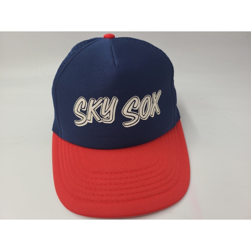 Vintage Colorado Springs Sky Sox UII Mesh Trucker Snapback Hat Cap MiLB Blue Red
